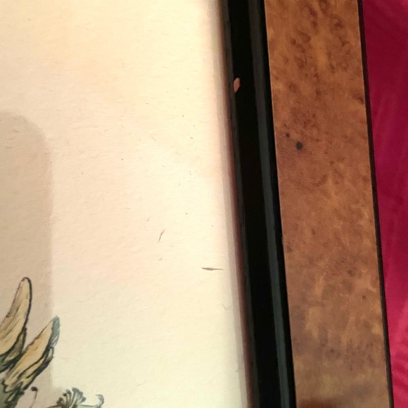 Vintage brown wooden key box, cabinet with vintage botanical floral print - Picture 16 of 16